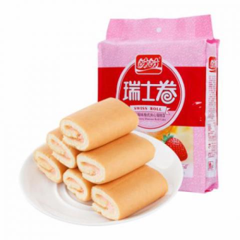 盼盼 瑞士卷 草莓味卷式夾心蛋糕 240g（內(nèi)裝12枚）