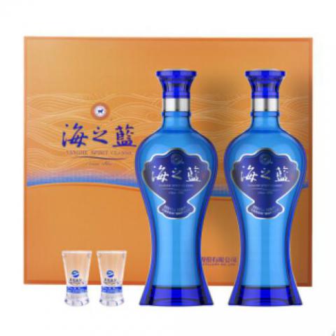 洋河藍(lán)色經(jīng)典 海之藍(lán) 42度 禮盒裝 480ml*2瓶白酒 口感綿柔濃香型