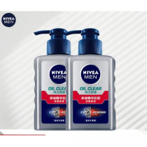 妮維雅(NIVEA)男士凈油精華抗痘潔面炭泥雙支套裝 150ml*2